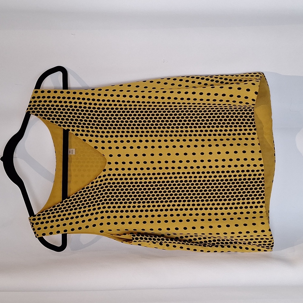 T Tahari yellow with black polka dots camisole size M
